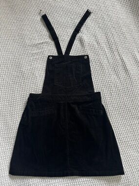 Black Corduroy Overall Dress Pinafore Jumper Mini Dress Adjustable Straps